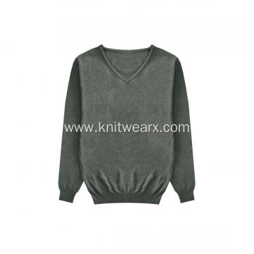 Men's Knitted Easy-care Wool V-neck Pullover